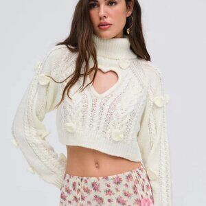 For Love & Lemons Rebecca Heart Sweater